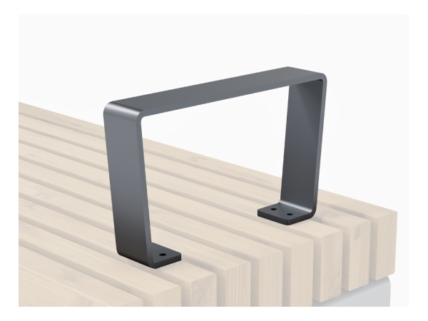 Käsikahva Linna-penkkiin, RAL7024 penkki, käsikahva, design, linna, tuki, kauppakeskus, finture, avainlippu