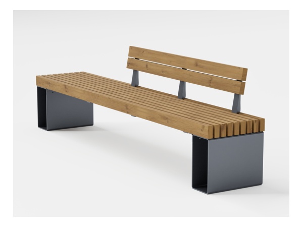 Selkänoja Linna-penkkiin, RAL7024 penkki, selkänoja, design, linna, tuki, kauppakeskus, finture, avainlippu