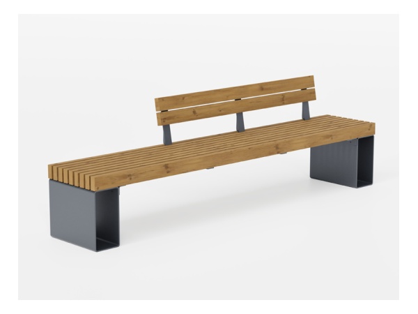 Selkänoja Linna-penkkiin, RAL7024 penkki, selkänoja, design, linna, tuki, kauppakeskus, finture, avainlippu