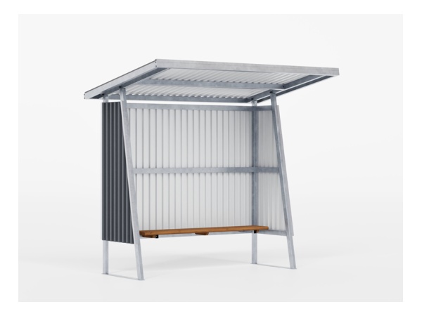 TVH pysäkkikatos harmaalla profiilipellillä pysäkkikatos, kaupunki, linja-autopysäkki, katos, tvh, sadesuoja, sadekatos