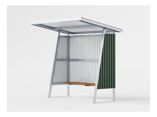 TVH pysäkkikatos vihreällä profiilipellillä pysäkkikatos, kaupunki, linja-autopysäkki, katos, tvh, sadesuoja, sadekatos