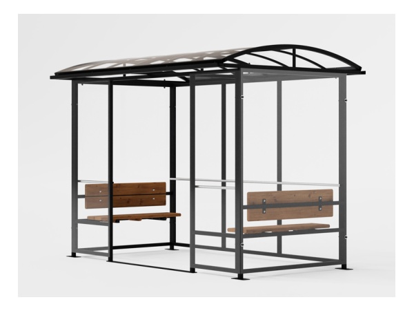 Ristiina pysäkkikatos päätypenkeillä, RAL9005 pysäkkikatos, linja-autokatos, ristiina, finture, sadekatos, sadesuoja, bussipysäkki, tupakointikatos, tupakkakatos