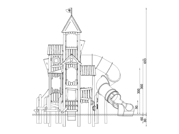 robinia, leikkikeskus, liukumäki, kiipeilyteline, kauppa, akaasia, finture, ulkoleikkiväline, torni, talo