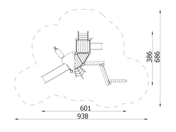 Robinia Seikkailupolku leikkikeskus robinia, leikkikeskus, liukumäki, kiipeilyteline, kauppa, akaasia, finture, ulkoleikkiväline, seikkailu