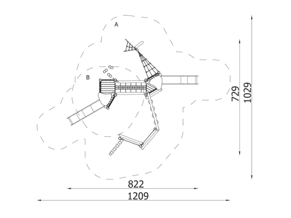 robinia, leikkikeskus, liukumäki, kiipeilyteline, kauppa, akaasia, finture, ulkoleikkiväline, seikkailu