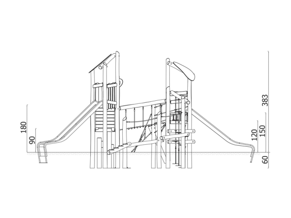 robinia, leikkikeskus, liukumäki, kiipeilyteline, kauppa, akaasia, finture, ulkoleikkiväline, seikkailu