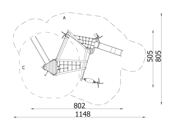 Robinia Aarresaari 2 leikkikeskus robinia, leikkikeskus, liukumäki, kiipeilyteline, aarresaari, akaasia, finture, ulkoleikkiväline, seikkailu