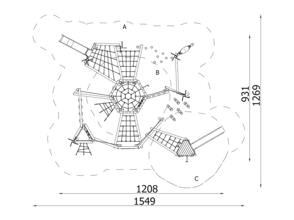 Robinia Aarresaari 3 leikkikeskus robinia, leikkikeskus, liukumäki, kiipeilyteline, aarresaari, akaasia, finture, ulkoleikkiväline, seikkailu