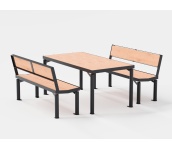 Pyynikki-kalusteryhmä; pöytä ja kaksi penkkiä pöytä, penkki, kalusteryhmä, pihakaluste, finture, terassi, ympäristökaluste