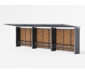 Pyynikki pyöräkatos, 8,6m, puuverhoilulla pyöräkatos, pyöräteline, katos, pyynikki, suoja, finture, modulaarinen