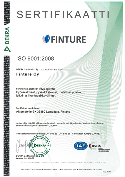 iso 9001 sertifikaatti finture