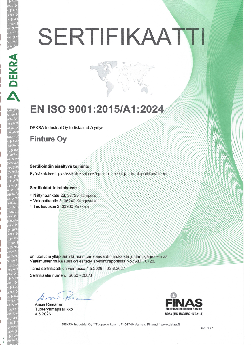 iso 9001 sertifikaatti finture
