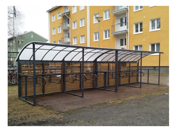 pyöräkatos, yleiskatos, vaunukatos, roskakatos, puuverhoilu, suojakatos, pyöräkatokset
