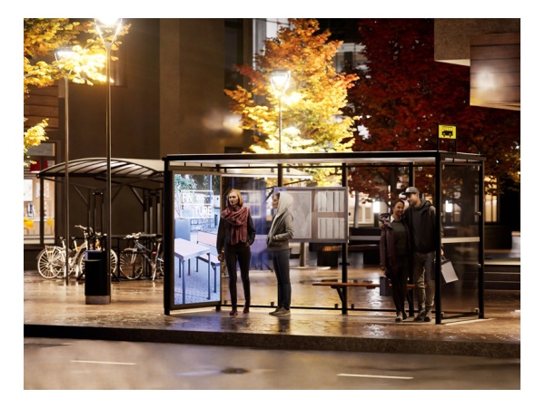 pysäkkikatos, bussikatos, linja-autokatos, suoja, linja-auto, city, avainlippu, mainoslaite, led