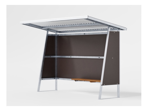 TVH pysäkkikatos 3,3m ruskealla Plywood-levyllä tvh, linja-autopysäkki, tvh-malli, pysäkkikatos, sadekatos