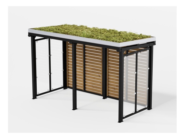 aurora, viherkatto, katos, maksaruoho, niitty, heinä, pyöräteline, modulaarinen, jatkettava, finture, liityntä, pyöräkatos, pysäkkikatos