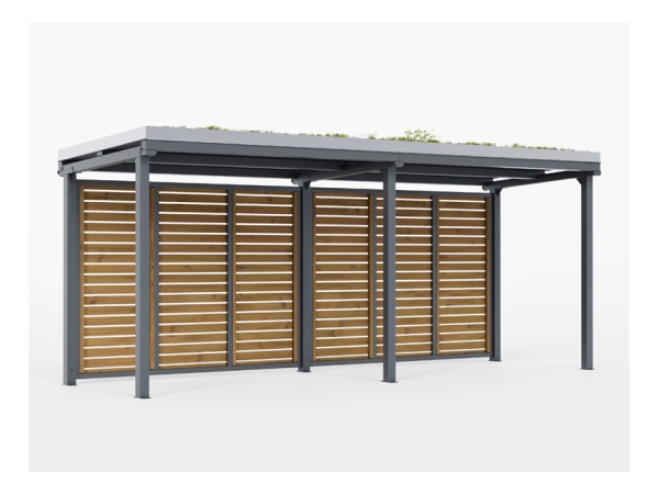 aurora, viherkatto, katos, maksaruoho, niitty, heinä, pyöräteline, modulaarinen, jatkettava, finture, liityntä, pyöräkatos, pysäkkikatos